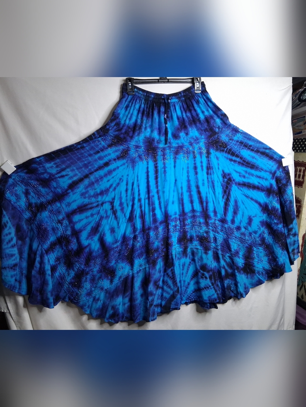 Advance Apparels Blue Tie Dye Long A-line Skirt